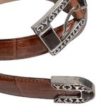 Brighton Vintage 1996  Women’s M 34” Brown Croc Embossed Leather Silver Tone Belt Photo 1