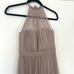 Amsale Aliki G98U Tulle Maxi Dress Formal Evening Gown Party Bridesmaid Size 2 Tan Photo 2