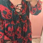 Dark Green & Hot Pink Printed Dresss Photo 9