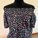 J.Crew  Ratti Navy with Colored Polka Dots Off Shoulder Top Size 8 Whimsical​​ Photo 1