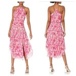 Ramy Brook Alexa Metallic Floral Blouson Midi Dress Rose Pink Women's Small NEW Photo 1