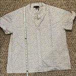 Donna Karan  Blue and White Polkadot Cotton Button Down Shirt, Size M Photo 5