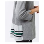 Brax Striped Grey Green Blue Ruffle Cuffed Crew Top 36 Cotton‎ Gray Size undefined Photo 1