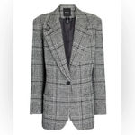 Smythe Oversized Notched Lapel Blazer Gray Glen Check Plaid Small Photo 15