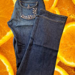 Lucky Brand  Delair Classic Rider Jeans Size 6/28 Embellished Pockets‎ Dark Wash Photo 0