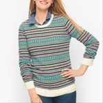 Talbots  Fair Isle Wool Blend Multicolor Sweater Large‎ Long Sleeve Pullover Photo 1