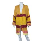 Umgee Yellow Knit Duster Cardigan Striped Open Front Bohemian Sweater Photo 4