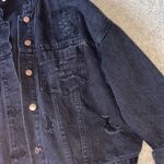 August Winds Oversized distressed black denim jacket Medium Photo 4