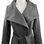 Reiss  Womens Leah Black Wool Longline Belted Tie Over Coat Wrap Trench Coat Sz 2 Photo 3