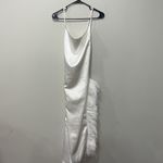 Nichole Lynel The Label Feather Trim Satin Cowl Neck White Dress NWT Size Small Photo 6