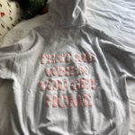 Lonely Ghost  Hoodie Text Me When You Get Home Grey and Pink  Photo 1