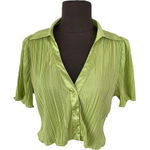 Peppermayo  Sundowner Cropped Shirt Pleated Satin Lime Green Women's US Size 8 Photo 0