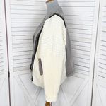 Porter Collective Denim Knit Bomber Sweater Jacket Taupe Cream Small Gray Photo 1