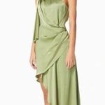 Elliatt Camilla Satin Asymmetrical Midi Dress Sage Green St Patrick’s Day Photo 4