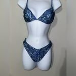 frankie's bikinis Frankie’s Bikinis Blue Paisley Triangle Top (S) & Cheeky Bikini Bottom (M) Set Photo 3