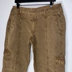 Sundance NWT  P12 Brown Linen Cotton Pants Embroidered Waistband Cargo Pants‎ Photo 2