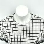 English Factory  Women’s White Black Grid Rolled Short Sleeve Boxy Top Large Photo 2