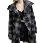 Jones New York Wool Blend Plaid Pea Coat L Photo 1