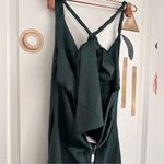 Selfie Leslie halter tie neck forest green draped silky mini dress Photo 4