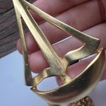 Nautical Sailboat Ship & An Animal Print Beaded Brooch Pin Lot Of 2 Gold Tone Photo 12