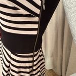 Banana Republic Fit & Flare Cocktail Dress Black/White Stripes Cut Out Back Edgy Photo 3