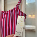 Anne cole  | Dark Pink & Lavender Stripe Tankini Swimsuit Top Size XS NWT Beach Photo 1
