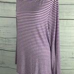Chico's 2 Light Sweater Womens L Purple Striped Crew Neck Long Sleeves Stretch Photo 3