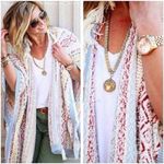 CAbi Siesta Poncho Sweater With Fringe Tassels Photo 1