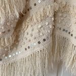 Ulla Johnson Bennie Wrap Cream OS One Size Fits Most Knit Cotton Fringe Sequins Photo 10