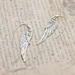 Angel Wing Shaped Earrings Silver Photo 3