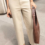 OAK + FORT CROPPED LENGTH TWILL WIDE LEG PANT Small NWT Tan Photo 0