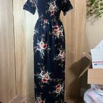 Chic Floral Strapless Dress in Navy Blue Size XL Photo 2