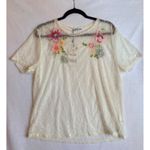 ZARA  Embroidered Floral Lace Sheer Short Sleeve T Shirt Top Women Size L NWT Photo 2