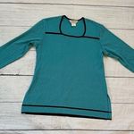 Misook Exclusively  size medium teal blue + black side split blouse Photo 0