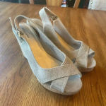 Maurice's  Cork Wedge Heels Sz 10 Danielle Slingback Open Toe Cute! EUC! Bin‎ A Photo 0