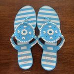 Jack Rogers Women 9 Nautical Blue White Stripe Jelly Sandals Beach Coastal Prep Photo 1