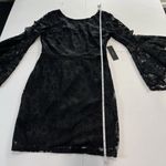 Lulus NWT Allure 'Em In Black Lace Flounce Bell Sleeve Sheath Dress LARGE Photo 8