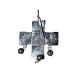 Antique Sterling Silver Hammered Cross Earrings w/Native Dangling Pearls Earring Silver Photo 4