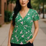 Lilly Pulitzer NWT Etta V-neck Short Sleeve T-Shirt Conch Shell Pink XS Photo 0