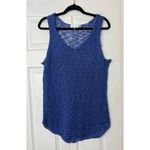 RD Style  Blue Knit Mesh Semi Sheer Sleeveless Tank Top Vest Curve Hem Size Large Photo 4