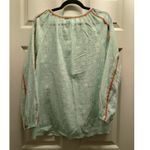 Sundance Size Small Green White Geometric Orange Contrast Trim Peasant Blouse Photo 2