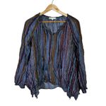 New directions Striped Peasant Top Womens S Blue Purple Boho Hippie Indie Sleaze Photo 1