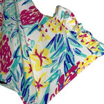 Aryeh Womens Tropical Ruffle Trim Tie Belt Stretch Romper Multicolor Medium Photo 4