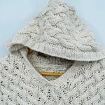 Kenji Natural Anthropologie Sweater Womens Medium Ivory Chunky Knit Pocket Hood White Photo 6