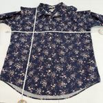 LL Bean Navy Blue Floral Wrinkle Free Pinpoint Oxford Long Sleeve Shirt Size XL Photo 7