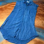 Cloth & Stone  Cotton Sleevless Collared shirt dress blue white size medium Photo 0