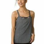 prAna NWT Womens Yoga Pilates Strappy Top Bra New Sway 2 in 1 M Gray Black White Photo 2