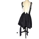 Ralph Lauren Lauren Black Lace Midi A-Lie Taffeta Skirt Dress Sleeveless Photo 2