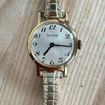 Bulova Ladies Watch Rare Vintage Gold-Tone Stretch Bracelet Gold Plated Bezel Photo 1