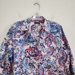 basic editions Paisley Boho 3/4 Sleeve Button Down Dress Shirt Work Wear Sz XL Photo 2